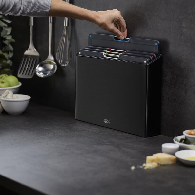 Joseph Joseph Folio Steel Chopping Board Set Of 4 Carbon Black image number 3